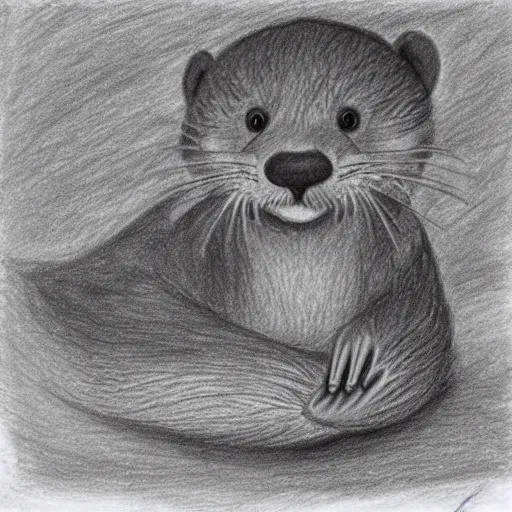 Image similar to an otter in a dress, pencil drawing