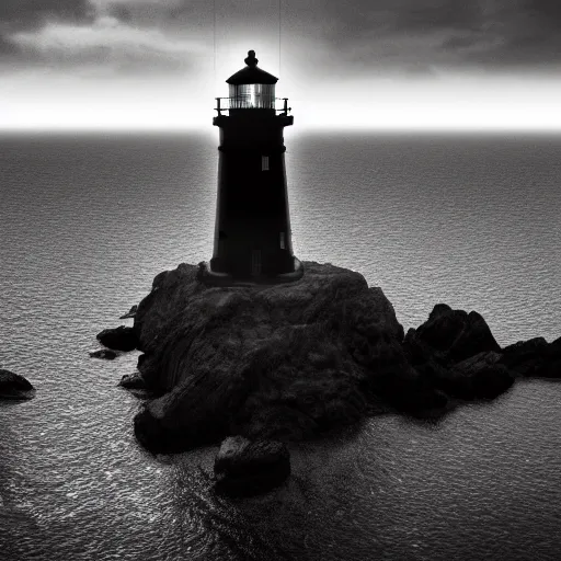 Prompt: a lighthouse in hell. 4 k dannated people. fire. light. cinematic. rule of thirds. realistic.