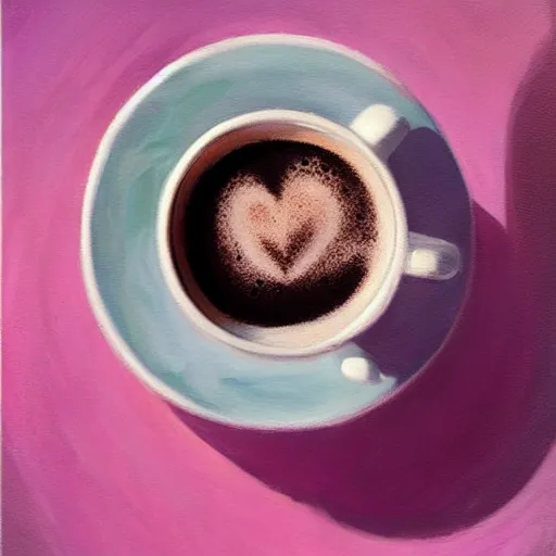 Image similar to chill coffee pink aesthetic, oil painting, pale colors, high detail, 8 k, wide angle, trending on artstation,