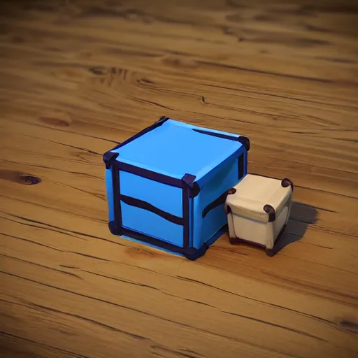 Image similar to cubby crate 3 d icons for mobile game, stylized, blue scheme, octane render