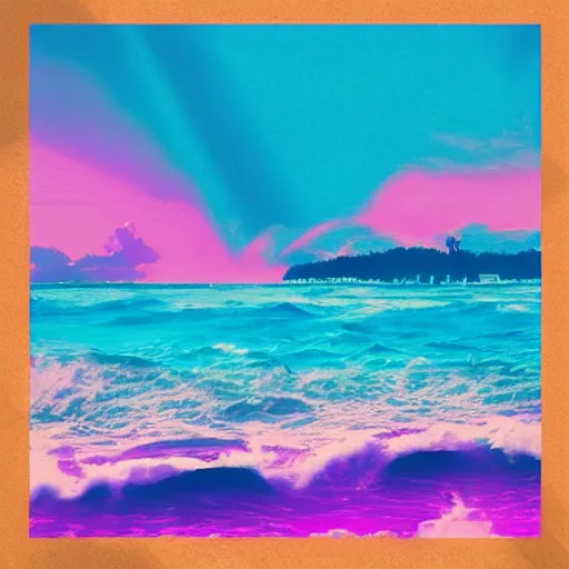 Image similar to ocean, retrowave