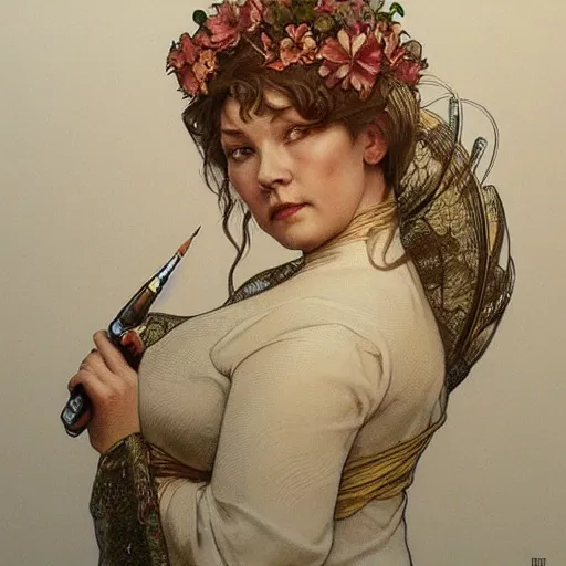 Image similar to amazing lifelike award winning pencil illustration of Pam ferris trending on art station artgerm Greg rutkowski alphonse mucha cinematic