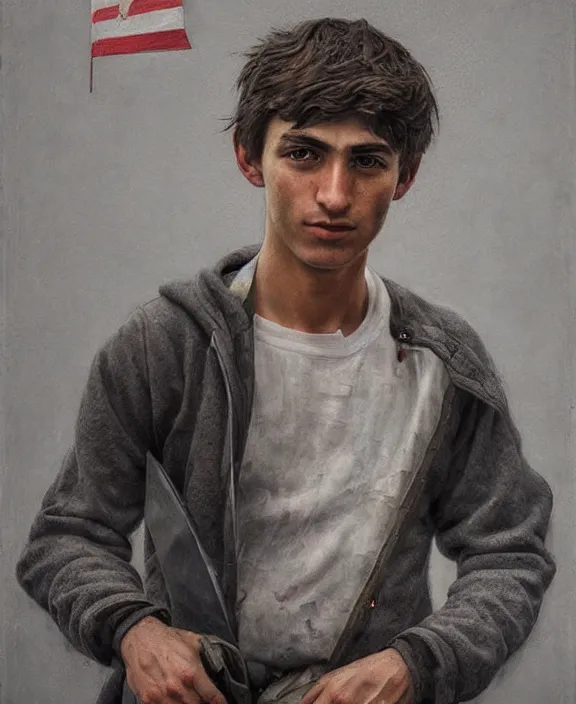 Image similar to heroic portrait of a young basque man. art by denys tsiperko and bogdan rezunenko, hyperrealism