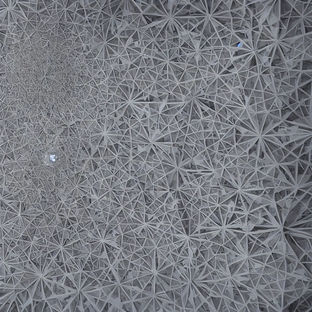 Image similar to an origami cathedral viewed from outsite, made of paper, photorealistic, hd