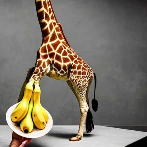 Prompt: ((a giraffe-))banana being peeled