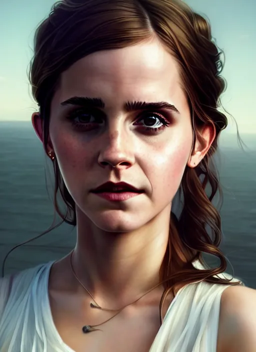 Image similar to highly detailed portrait of emma watson in gta v, stephen bliss, unreal engine, fantasy art by greg rutkowski, loish, rhads, ferdinand knab, makoto shinkai and lois van baarle, ilya kuvshinov, rossdraws, tom bagshaw, global illumination, radiant light, detailed and intricate environment