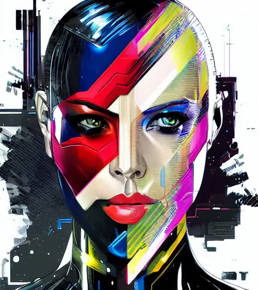 Prompt: portrait of a female android, by DC comics and Sandra Chevrier, 4k