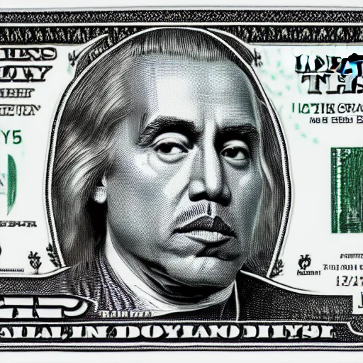 Image similar to dollar bill with Kanye West face inside