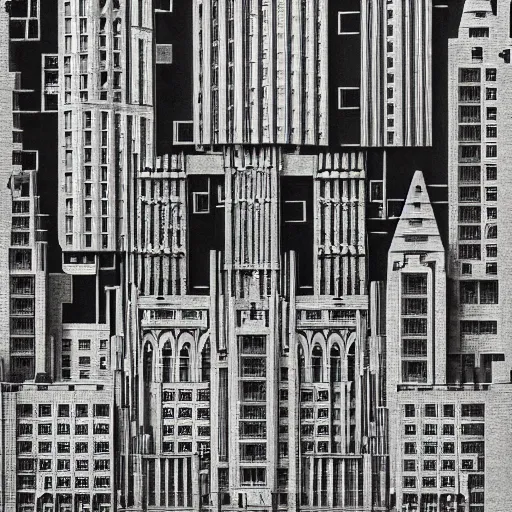 Image similar to a megalopolis in the style of brutalist gothic architecture