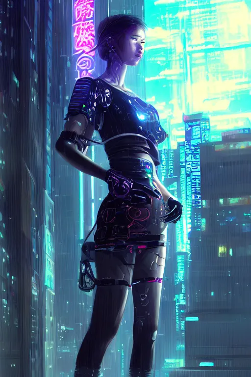 Image similar to portrait futuristic superb cyberpunk young female Summoner, in futuristic snowy thunder flashing tokyo rooftop cyberpunk night, ssci-fi, fantasy, intricate, very very beautiful, elegant, neon light, highly detailed, digital painting, artstation, concept art, soft light, hdri, smooth, sharp focus, illustration, art by tian zi and craig mullins and WLOP and alphonse mucha