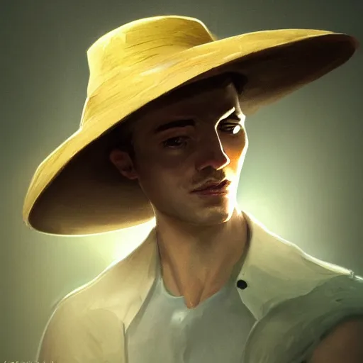 Prompt: Portrait of Sam Gray wearing a sombrero hat, by Cedric Peyravernay, highly detailed, excellent composition, cinematic concept art, dramatic lighting, trending on ArtStation