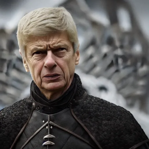 Prompt: Arsene Wenger in Game of Thrones, 4K, epic, cinematic, focus, movie still, fantasy, serious, extreme detail, atmospheric, dark colour, sharp focus