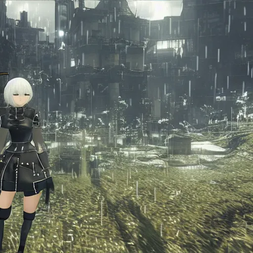 Prompt: Nier Automata landscape