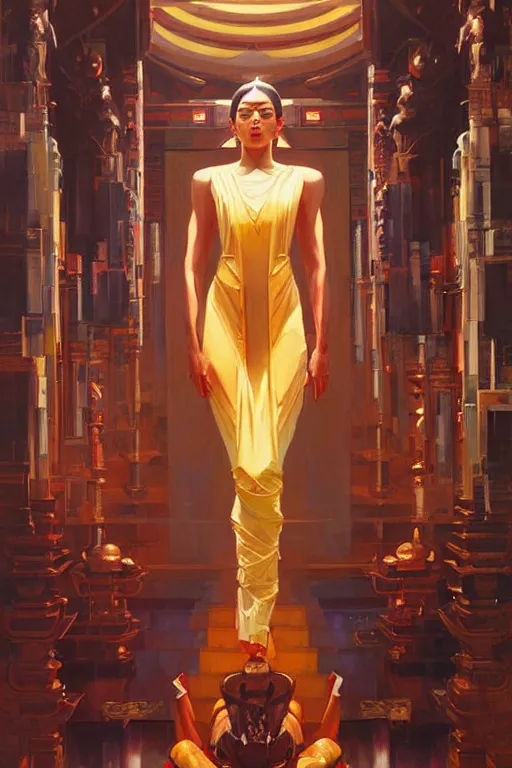 Prompt: temple, buddhism, futurism, painting by greg rutkowski, j. c. leyendecker, artgerm, donato giancola