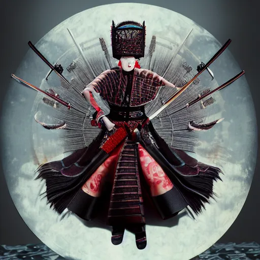 Image similar to queen of samurai, 4 k, intricate, jaw dropping, gorgeous, surreal, octane render