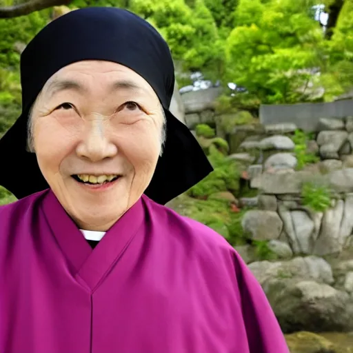 Image similar to photograph of a japanese nun smiling at the camera