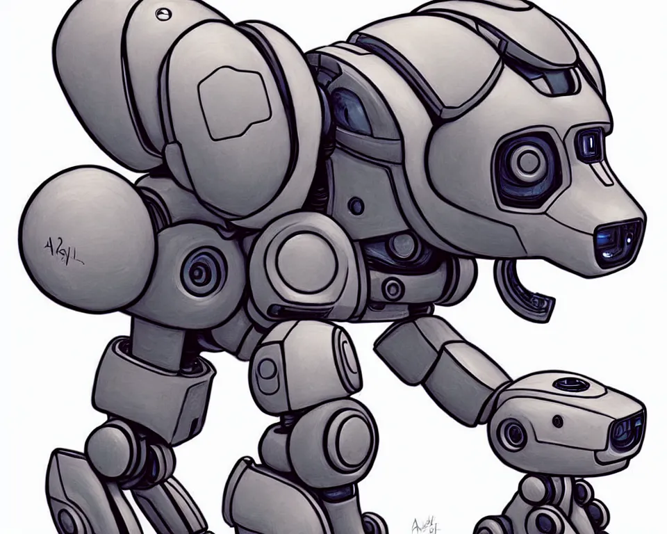 Image similar to a ( ( ( ( ( ( ( cute robot puppy cyborg ) ) ) ) ) ) ) illustration by aaron miller!!!!!!!!!!!!!!!