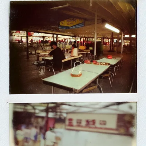 Image similar to A polaroid photo of a hawker centre