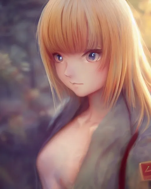Prompt: Alice by Zeronis and Avetetsuya Studios and Andrew Khok and Yi Qiang Cao and Mitsu Art, Alicization, flowing blonde hair, anime, symmetrical face, blue eyes, elegant, ((sunset)), sharp focus, trending on artstation, artstationHD, artstationHQ, patreon, 4k, 8k, unreal engine, exquisite detail, beautiful