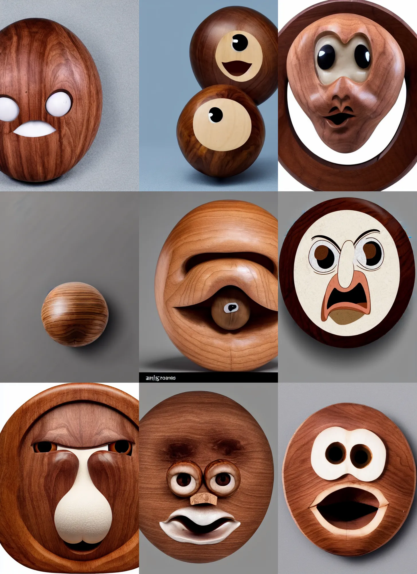 Prompt: a stern round large walnut with two stern eyes and a mouth without a nose, looks with condemnation, white background, sticker
