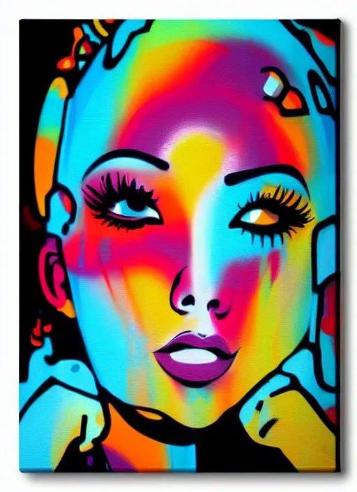 Image similar to beautiful graffiti on canvas