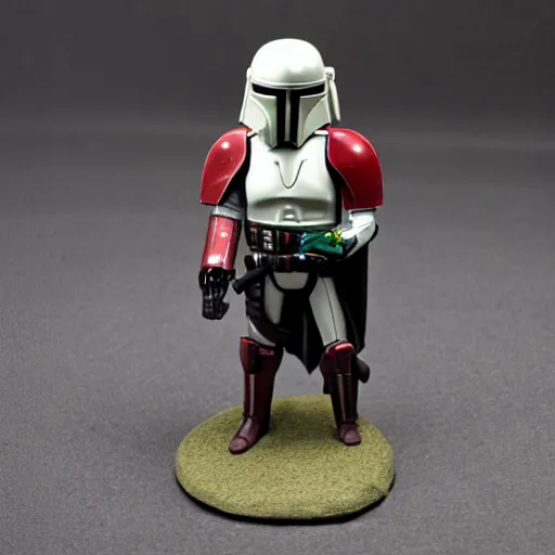 Image similar to Levi Ackerman, wearing a Mandalorian chest plate, holding his helmet. The chest plate is gray, red, gold, green, and white