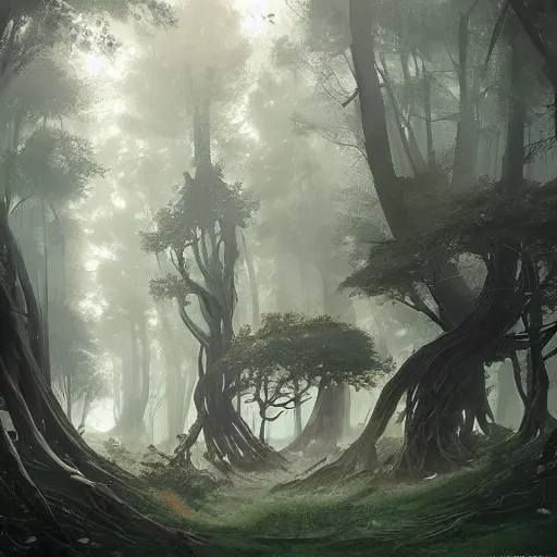 Image similar to fantastical forest by Greg Rutkowski