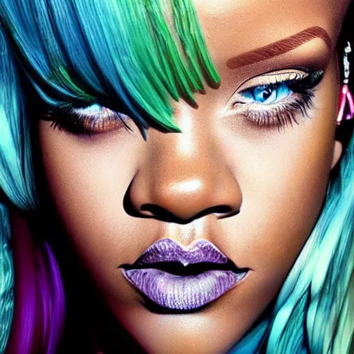 Image similar to rihanna seapunk, water park, creative photo manipulation, creative photoshop, digital art