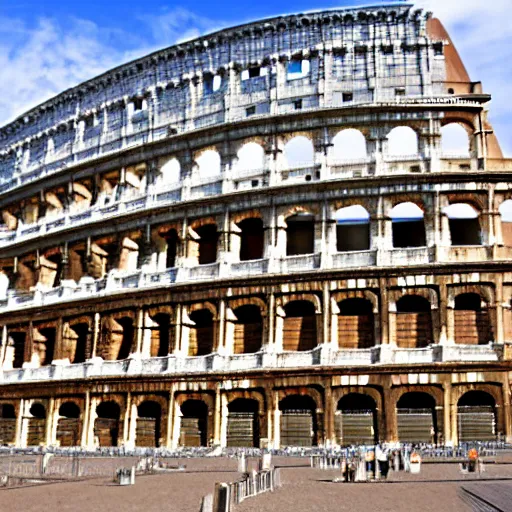 Prompt: Roma's coliseum in the middle of the city of Paris, highly detailed