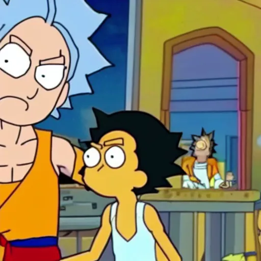 Prompt: Goku in Rick and Morty