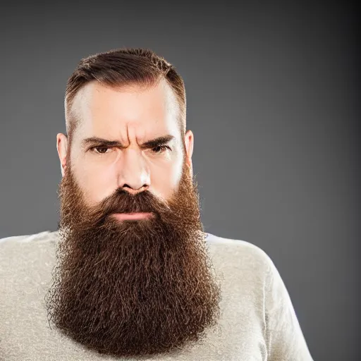 Prompt: a bearded man, raised eyebrow, skeptical expression, condescending, professional photography, studio lighting, dark background