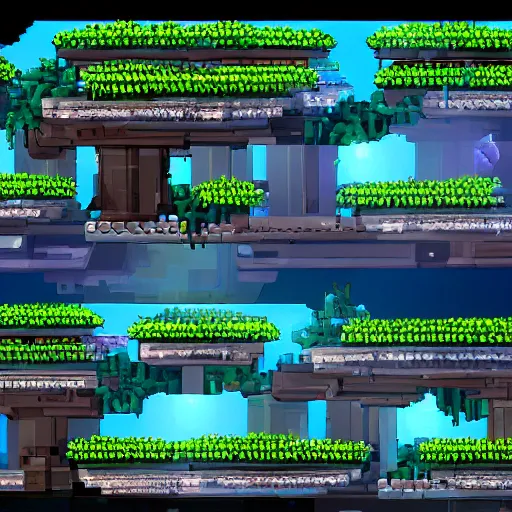 Image similar to hydroponics laboratory in the colony ship travelling to the outer worlds, incredible details :: 2d platformer game screenshot :: plant monster boss fight :: 16 bit pixel art