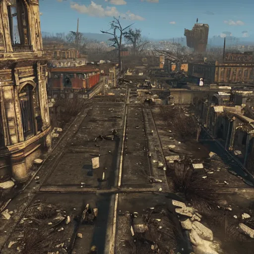 Image similar to vatican city in ruins post - nuclear war in fallout 4, in game screenshot