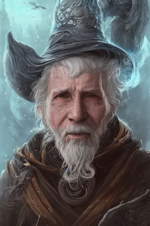 Image similar to A portrait of an old male wizard by ross tran, hyper-detailed, intricate, wide angle, beautiful, fantasy, concept art