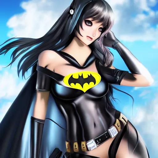 Image similar to Anigirl batman , hyperrealism, no blur, 4k resolution, ultra detailed-i