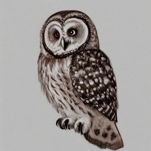 Prompt: cute baby owl drawing white background