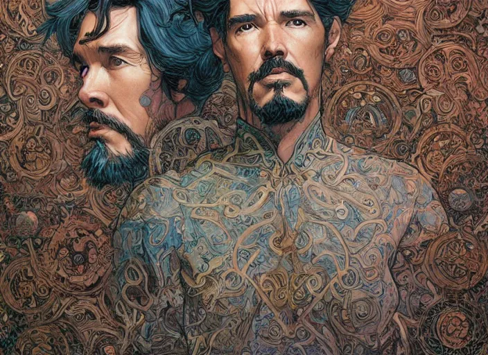 Image similar to a highly detailed overgrown portrait of stephen strange, james gurney, james jean