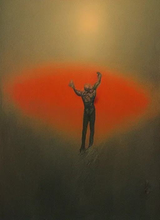 Image similar to Painting in a style of Beksinski featuring Vladimir Putin