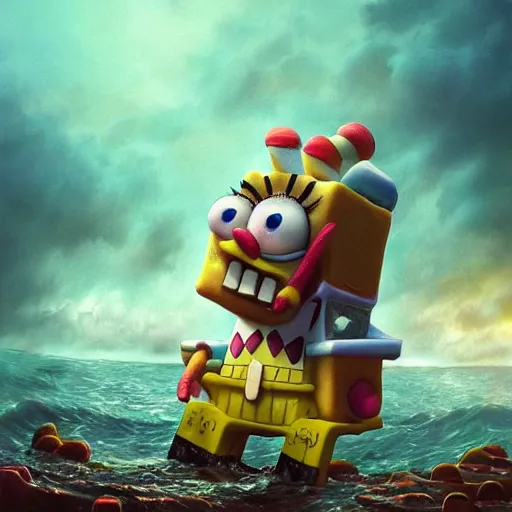 Prompt: hyperrealistic mixed media high resolution painting of SpongeBob SquarePants, stunning 3d render inspired art by István Sándorfi and Greg Rutkowski, perfect symmetry, dim volumetric lighting, 8k octane beautifully detailed render, post-processing, extremely hyper-detailed, intricate, epic composition, highly detailed attributes, highly detailed atmosphere, cinematic lighting, masterpiece, trending on artstation, very very detailed, masterpiece, stunning, flawless structure, lifelike texture, perfection,