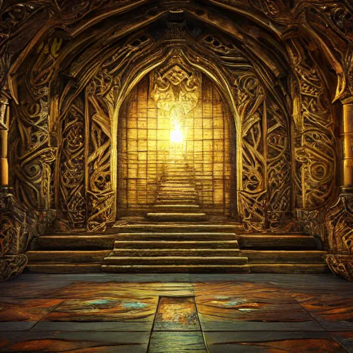 Image similar to Photorealistic magic elven temple made of rustic woodwork. Hyperdetailed photorealism, 108 megapixels, amazing depth, glowing rich colors, powerful imagery, psychedelic Overtones, 3D finalrender, 3d shading, artstation concept art