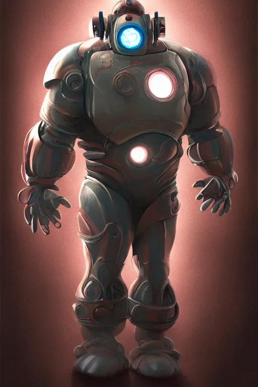 Image similar to Morbidly Obese Iron Man as a Big Daddy from Bioshock, intricate, elegant, highly detailed, digital painting, artstation, concept art, smooth, sharp focus, illustration, art by WlOP