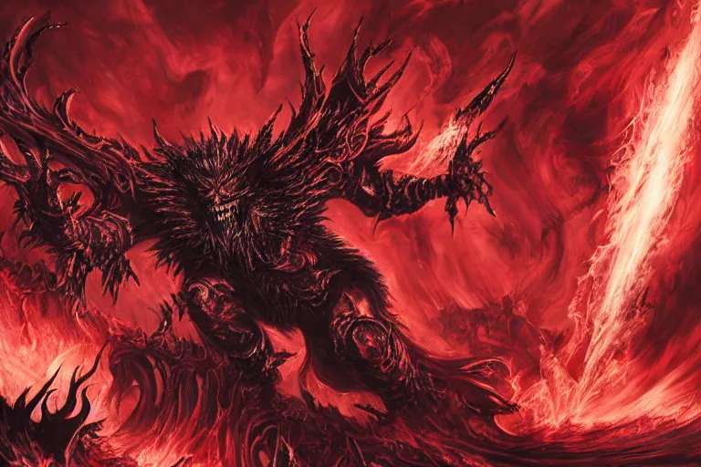 Prompt: ultra-detailed epic artwork of blood lord fighting black angel