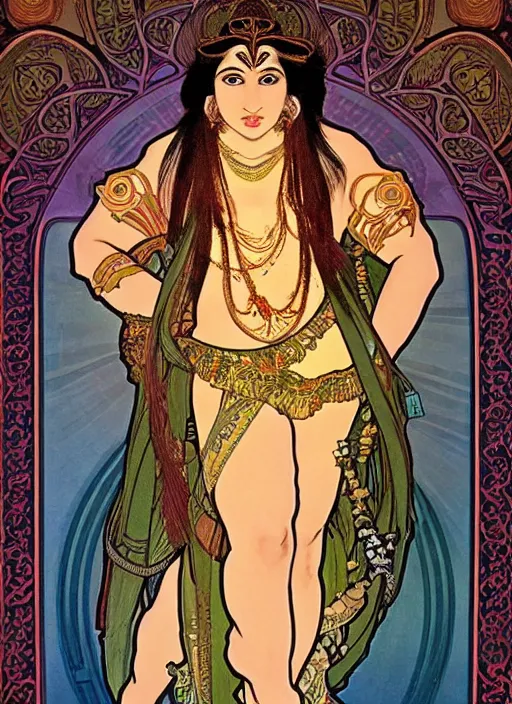 Prompt: a fully dressed!!! portrait of beautiful ornated hanuman!!!! god with flowing medium hair, soft facial features, kind appearence, digital art by alphonse mucha, inspired by krishen khanna and madhvi parekh, symmetrical body, artgerm, portrait, muted color scheme, highly detailed, outrun art style