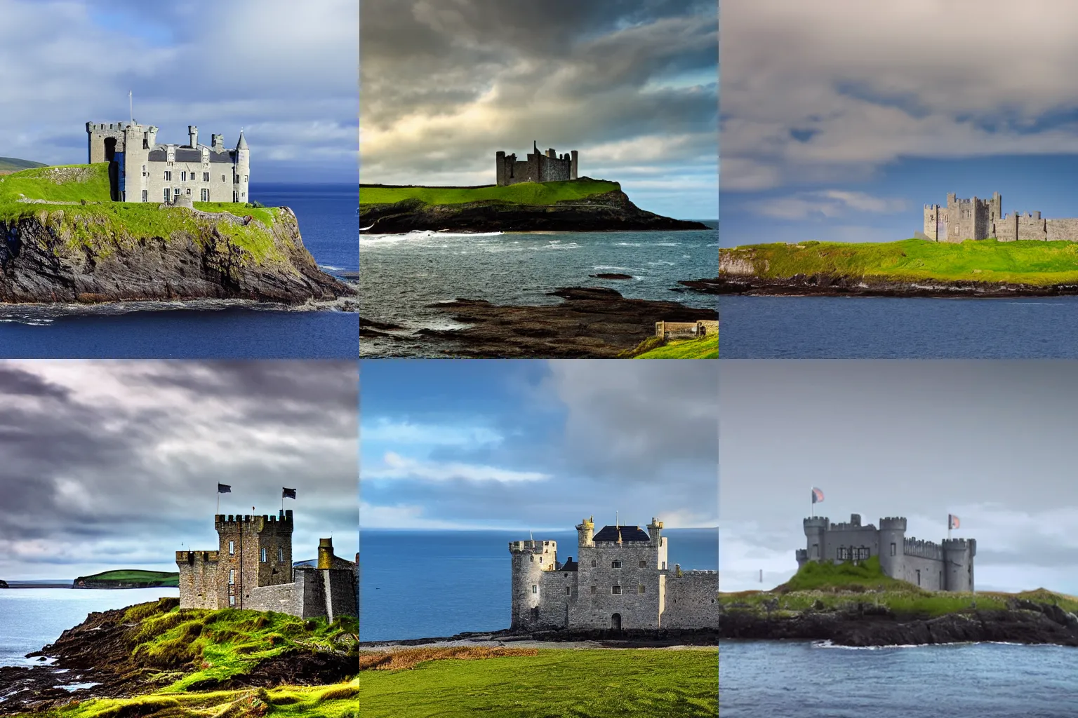 Prompt: a castle by the sea in ireland, 4k ultrarealistic, trending, explore