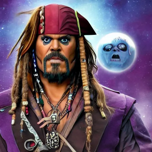 Image similar to thanos as jack sparrow, highly detailed