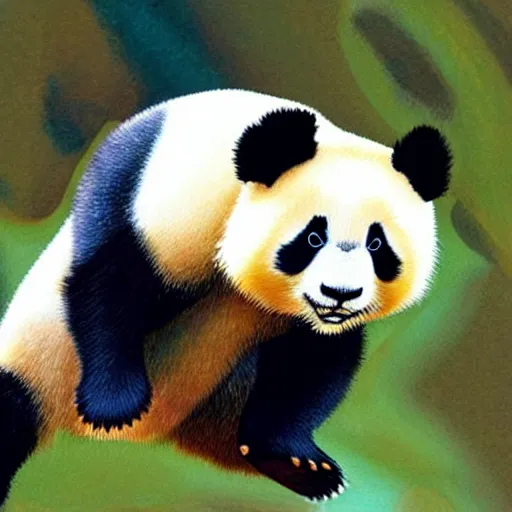 Image similar to a jumping panda by bill watterson