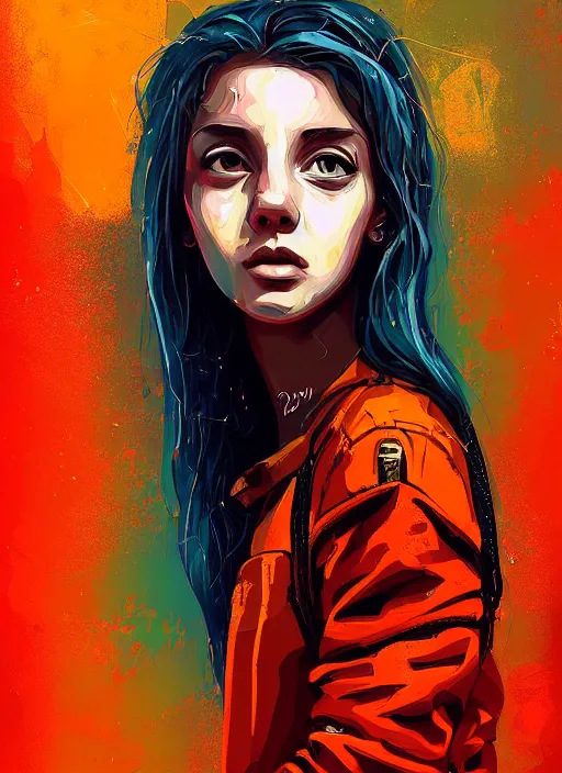 Image similar to a portrait of a pretty sewer punk young lady by alena aenami