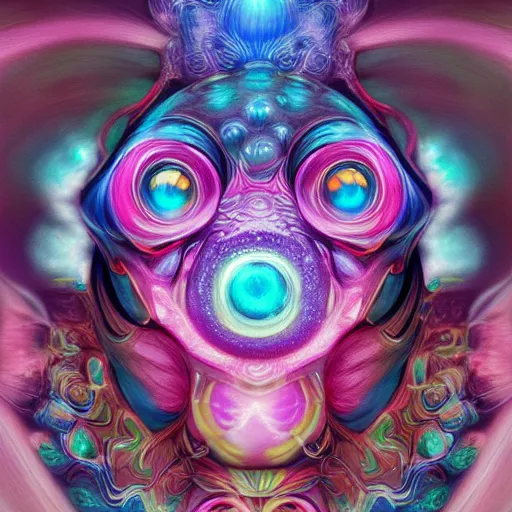 Image similar to An extremely psychedelic portrait of Pokemon, surreal, LSD, face, detailed, intricate, elegant, lithe, highly detailed, digital painting, artstation, concept art, smooth, sharp focus, illustration