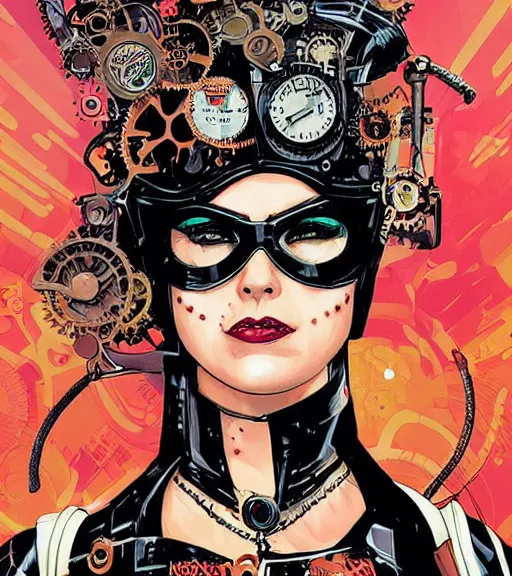 Image similar to portrait of a steampunk queen, by dc comics and sandra chevrier