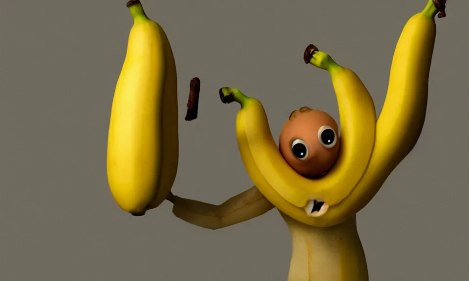 Prompt: A sentient banana with arms and legs